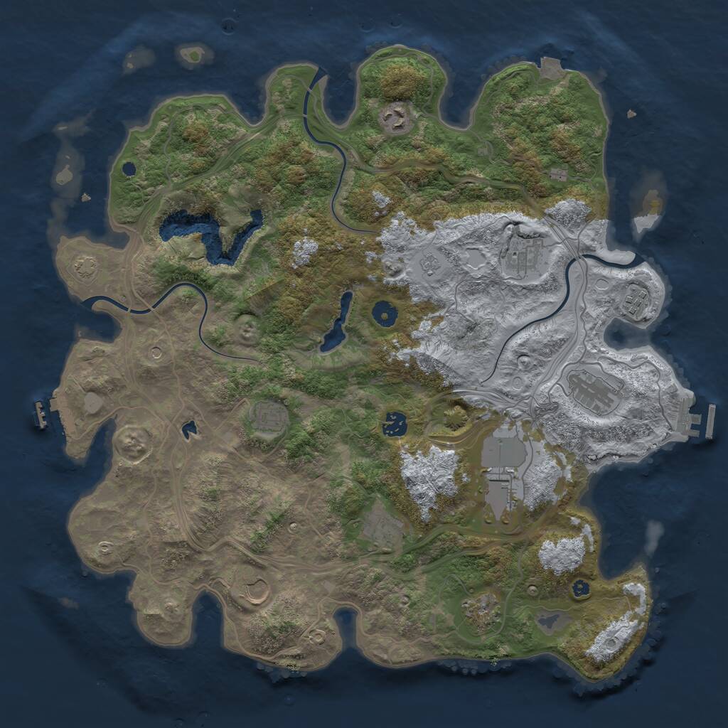 Rust Map: Procedural Map, Size: 4300, Seed: 874730567, 16 Monuments