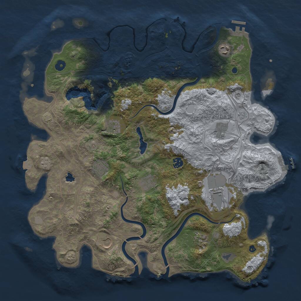 Rust Map: Procedural Map, Size: 4300, Seed: 874730567, 18 Monuments