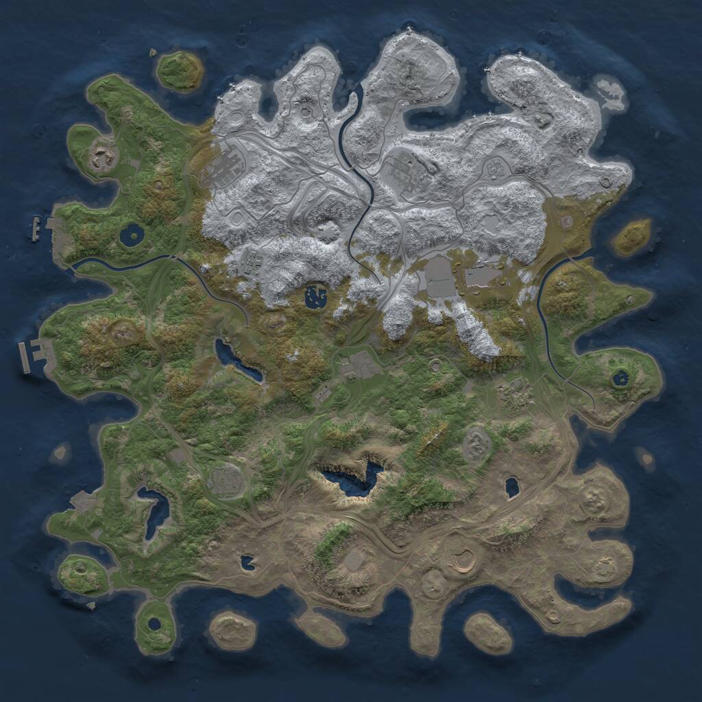 Rust Map: Procedural Map, Size: 4500, Seed: 1015698747, 16 Monuments