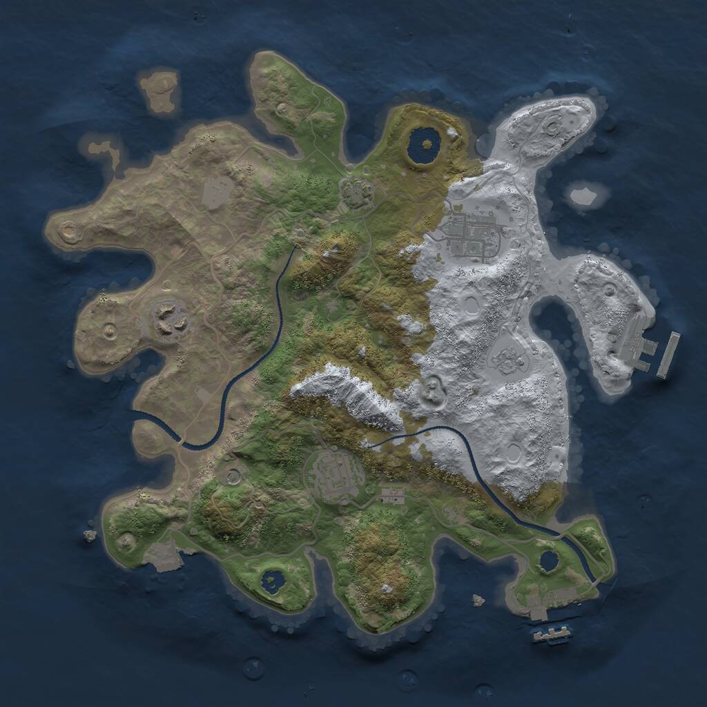 Rust Map: Procedural Map, Size: 3000, Seed: 64829181, 9 Monuments