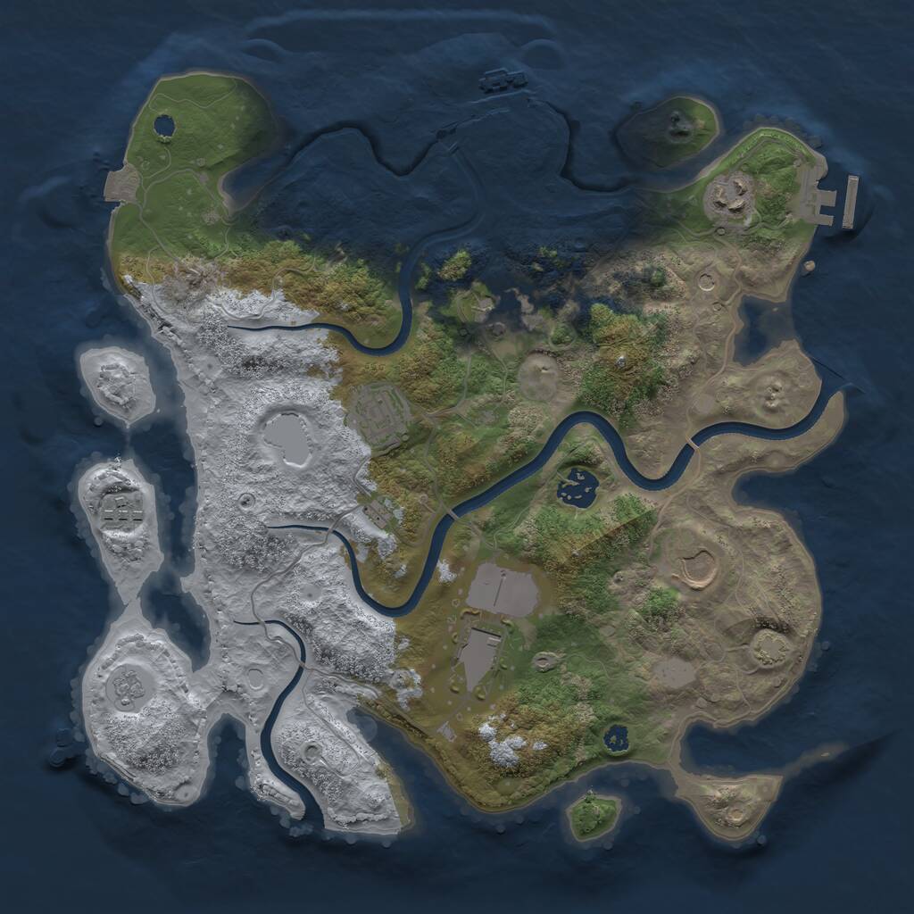Rust Map: Procedural Map, Size: 3500, Seed: 484030739, 13 Monuments