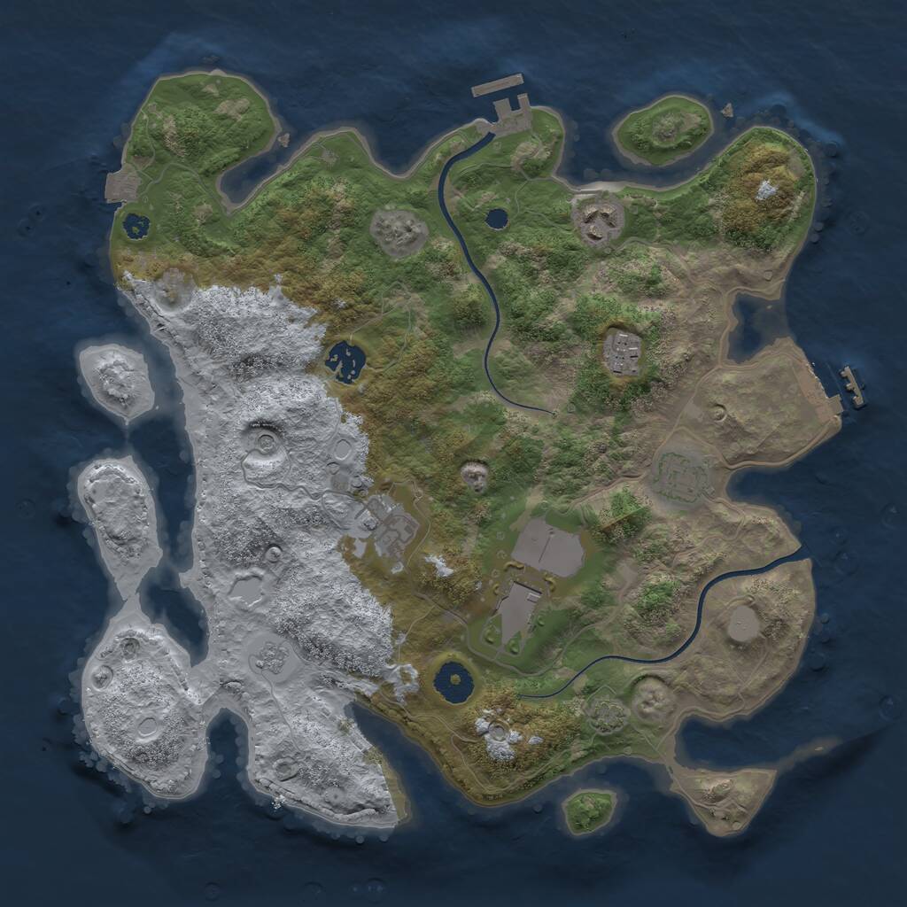 Rust Map: Procedural Map, Size: 3500, Seed: 484030739, 12 Monuments