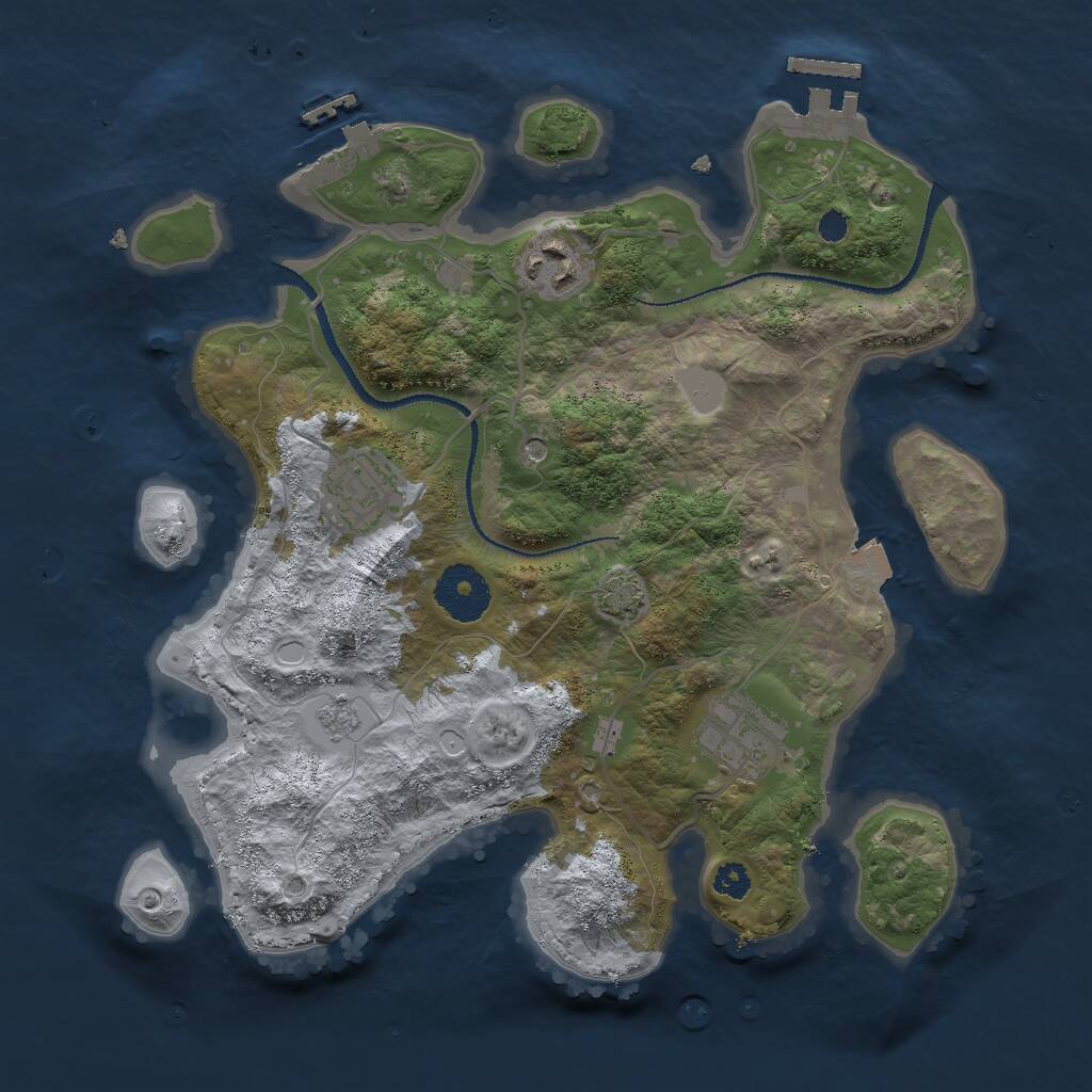 Rust Map: Procedural Map, Size: 3000, Seed: 8052024, 9 Monuments