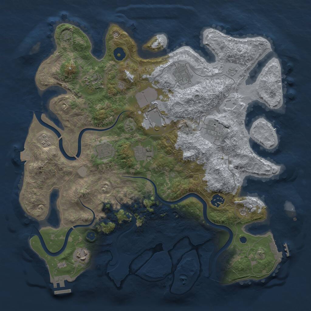 Rust Map: Procedural Map, Size: 3750, Seed: 613527889, 15 Monuments