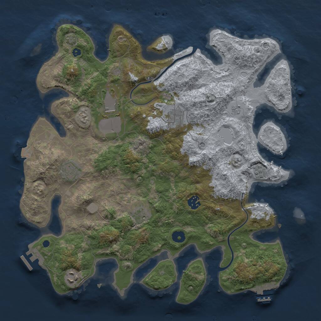 Rust Map: Procedural Map, Size: 3750, Seed: 613527889, 13 Monuments