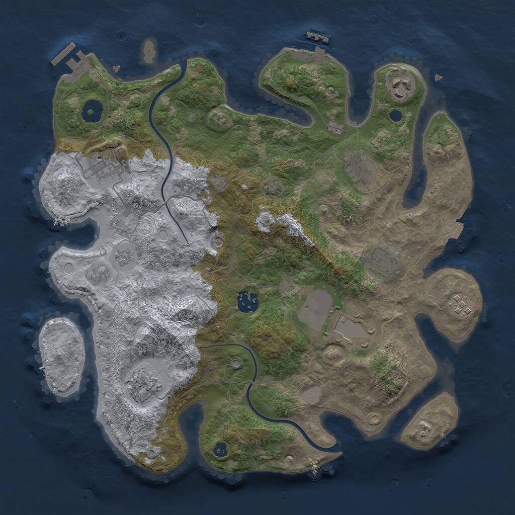 Rust Map: Procedural Map, Size: 3500, Seed: 3464789, 14 Monuments