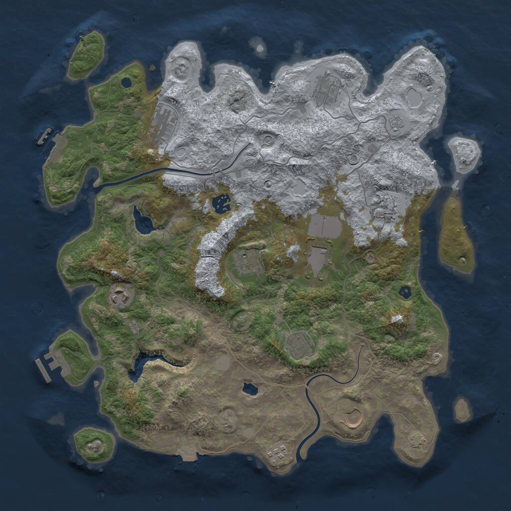 Rust Map: Procedural Map, Size: 4000, Seed: 34712, 16 Monuments