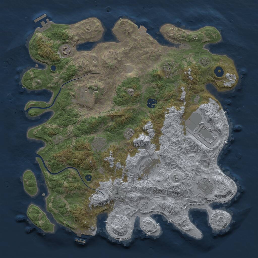 Rust Map: Procedural Map, Size: 3900, Seed: 866092780, 15 Monuments