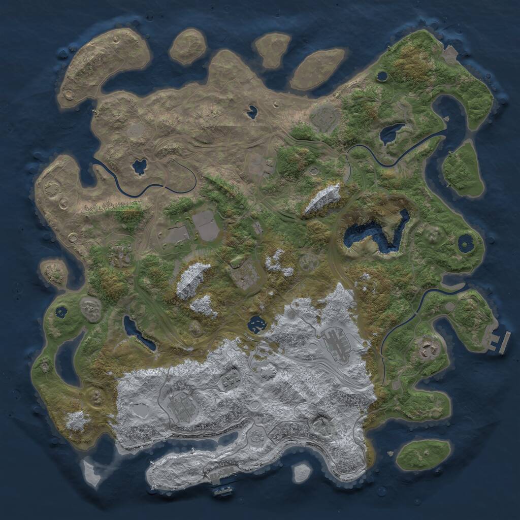 Rust Map: Procedural Map, Size: 4500, Seed: 1882226706, 16 Monuments