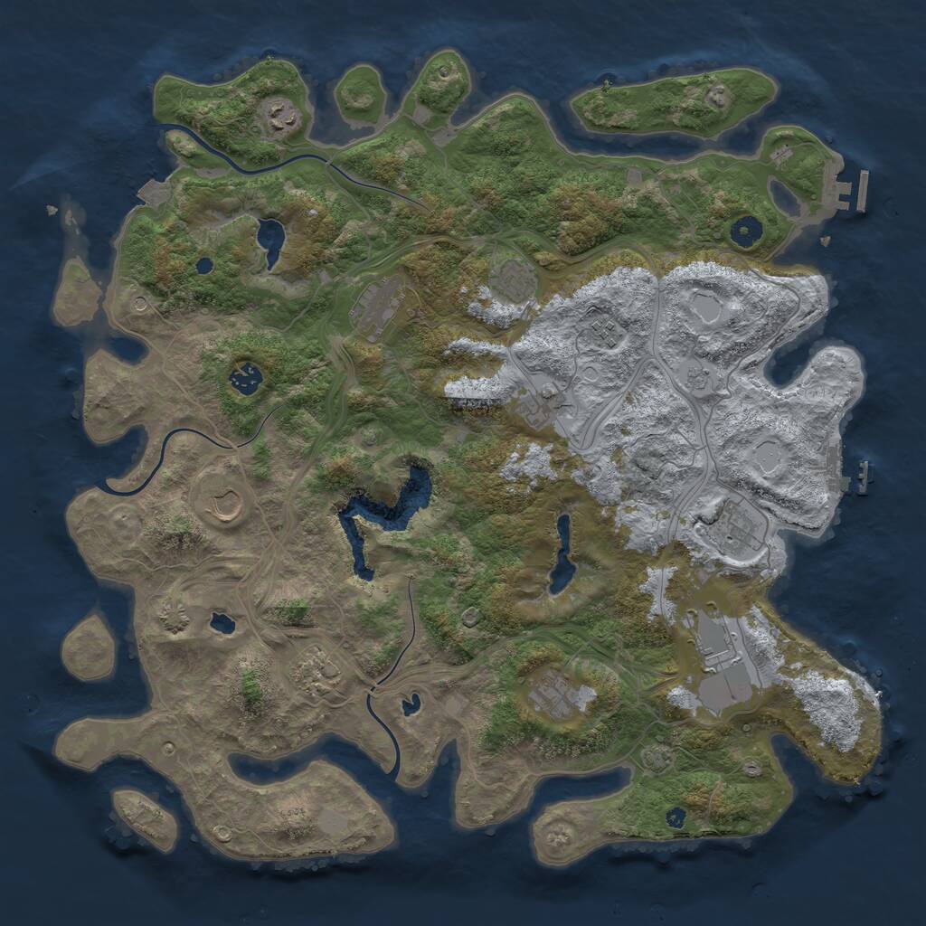 Rust Map: Procedural Map, Size: 4500, Seed: 1186163181, 17 Monuments