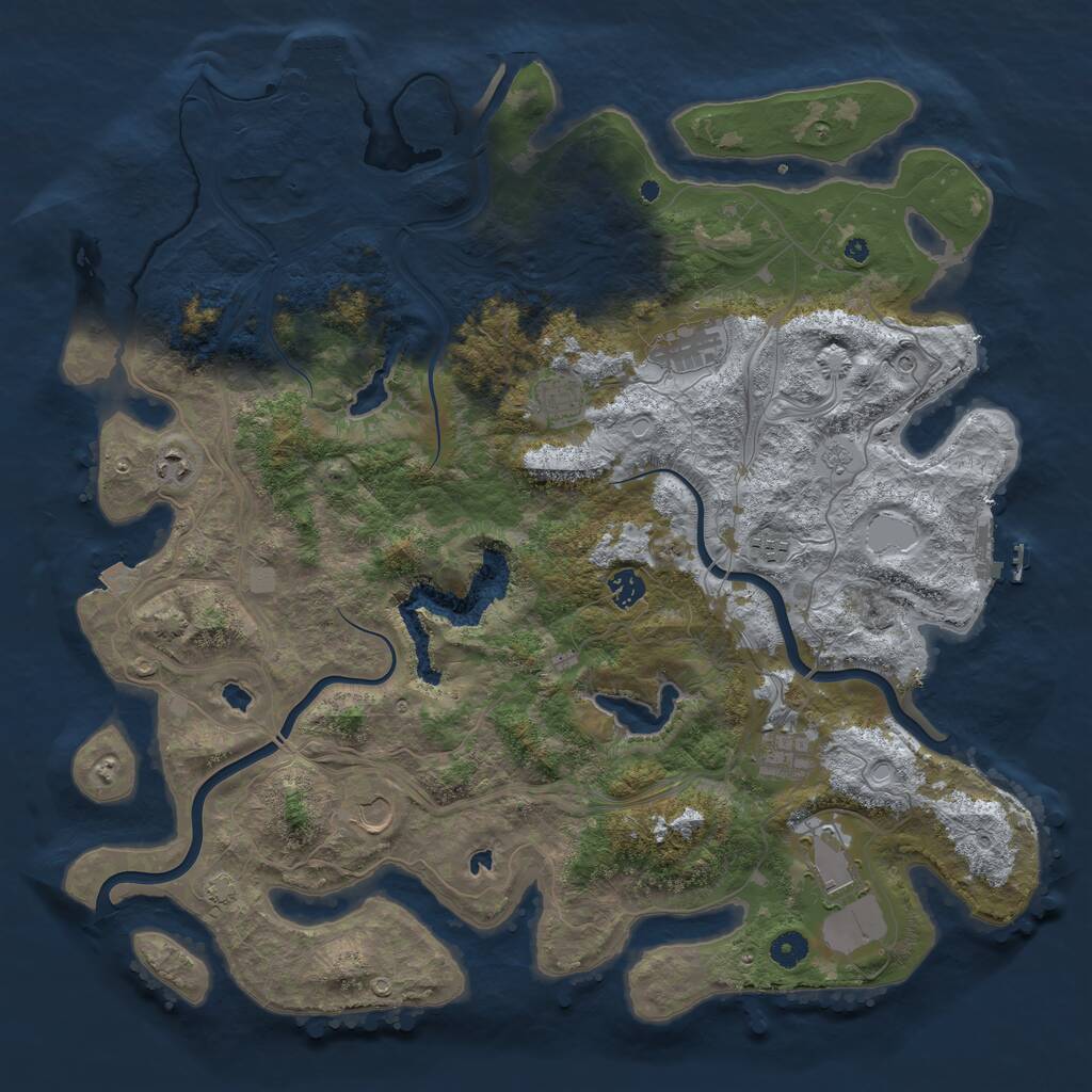 Rust Map: Procedural Map, Size: 4500, Seed: 1186163181, 14 Monuments