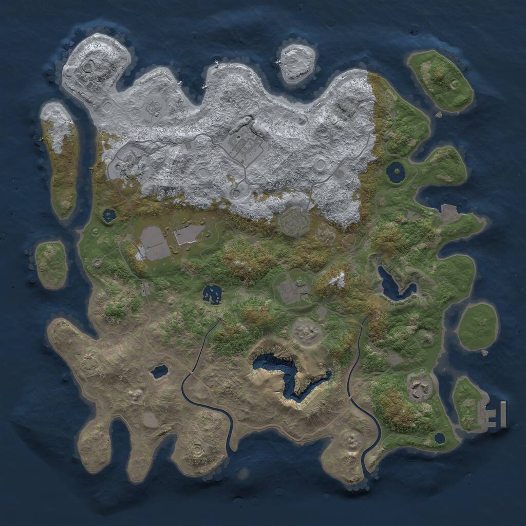 Rust Map: Procedural Map, Size: 4000, Seed: 42420, 12 Monuments