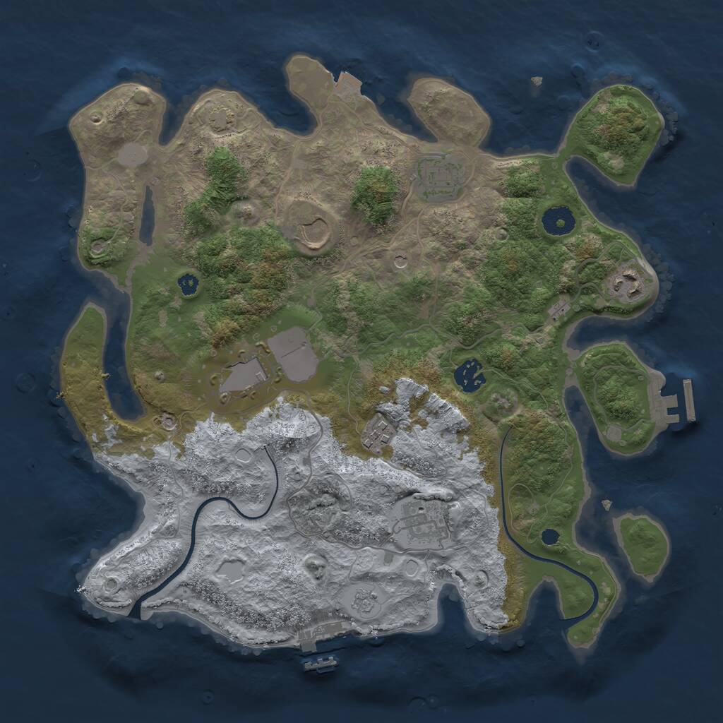 Rust Map: Procedural Map, Size: 3500, Seed: 2033039222, 13 Monuments