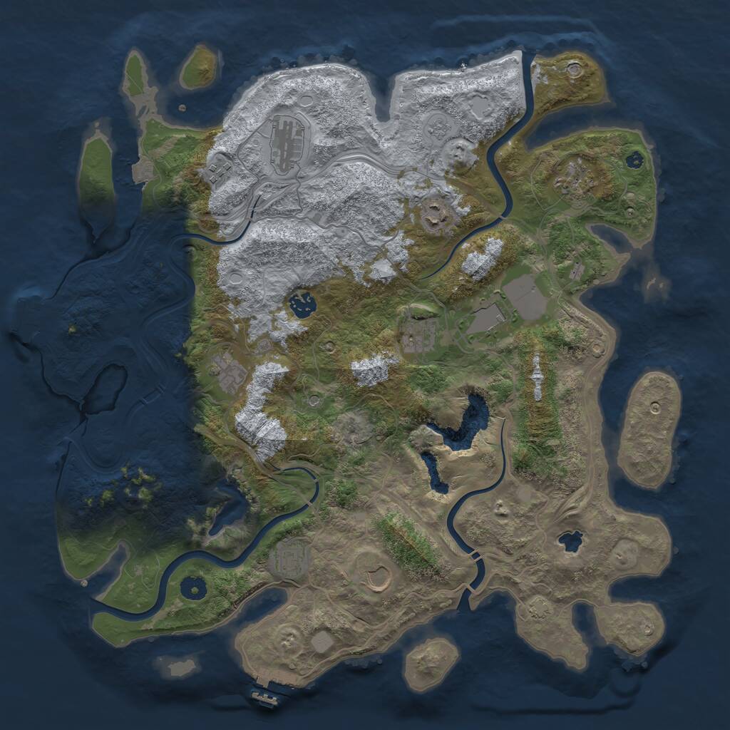 Rust Map: Procedural Map, Size: 4250, Seed: 931222552, 16 Monuments