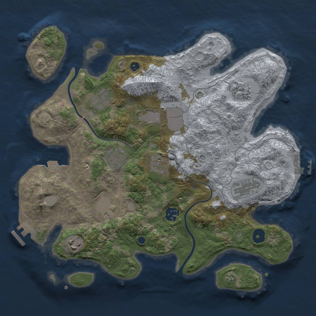 Rust Map: Procedural Map, Size: 3500, Seed: 694206912, 17 Monuments