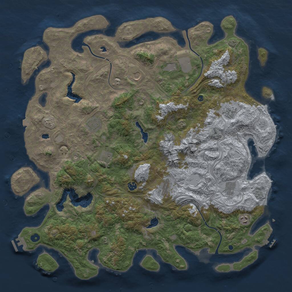 Rust Map: Procedural Map, Size: 5000, Seed: 621571389, 16 Monuments