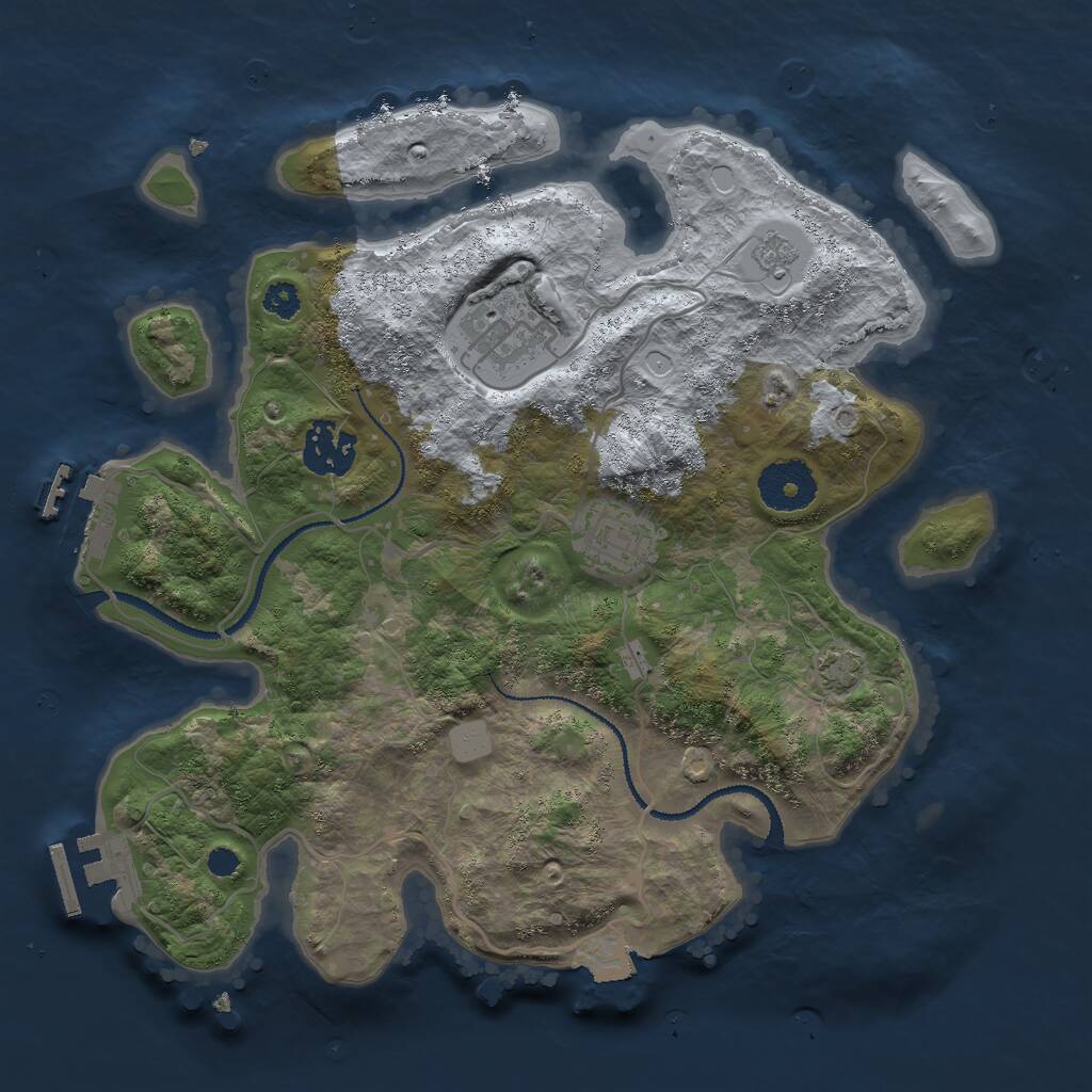 Rust Map: Procedural Map, Size: 3000, Seed: 576683364, 8 Monuments