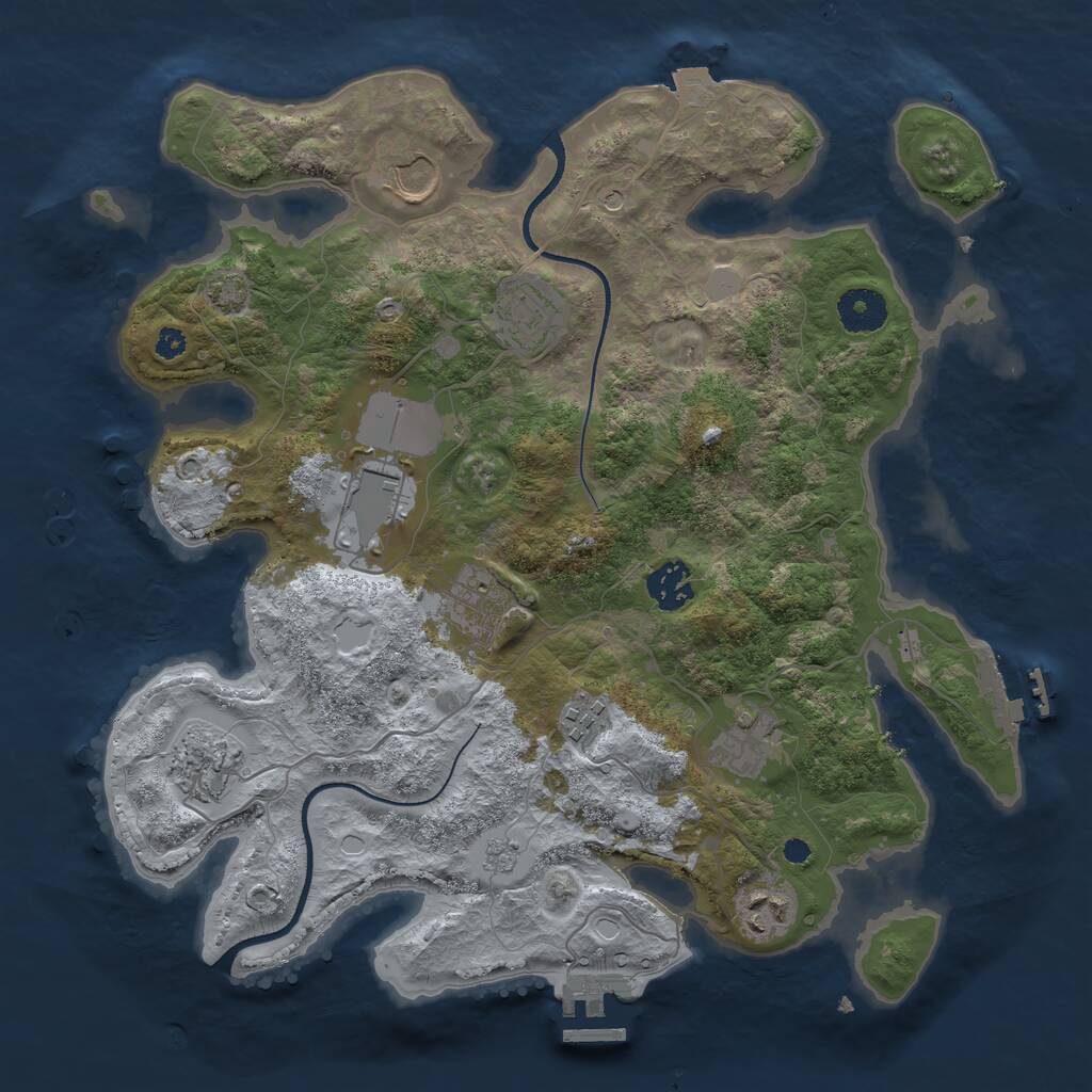 Rust Map: Procedural Map, Size: 3500, Seed: 1281995260, 15 Monuments