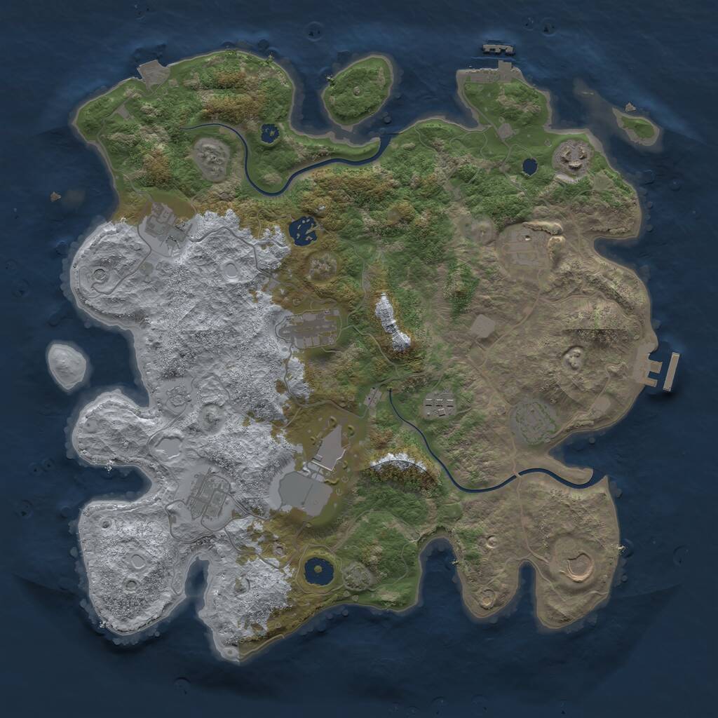 Rust Map: Procedural Map, Size: 3750, Seed: 1432101504, 16 Monuments