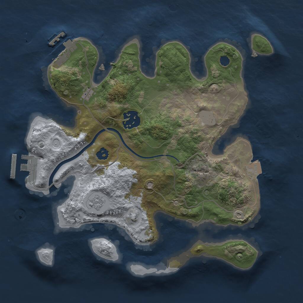 Rust Map: Procedural Map, Size: 2500, Seed: 510345, 5 Monuments