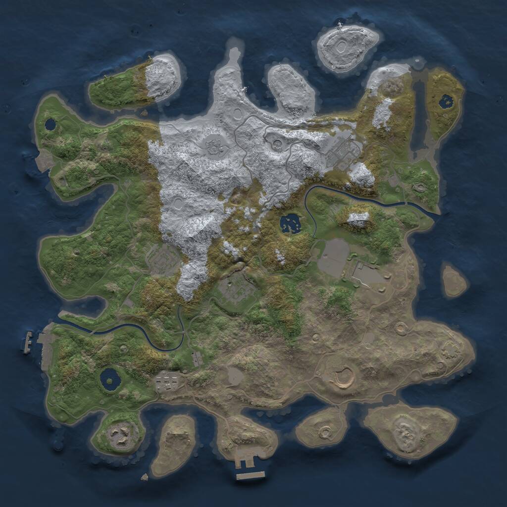 Rust Map: Procedural Map, Size: 3600, Seed: 1051971524, 16 Monuments