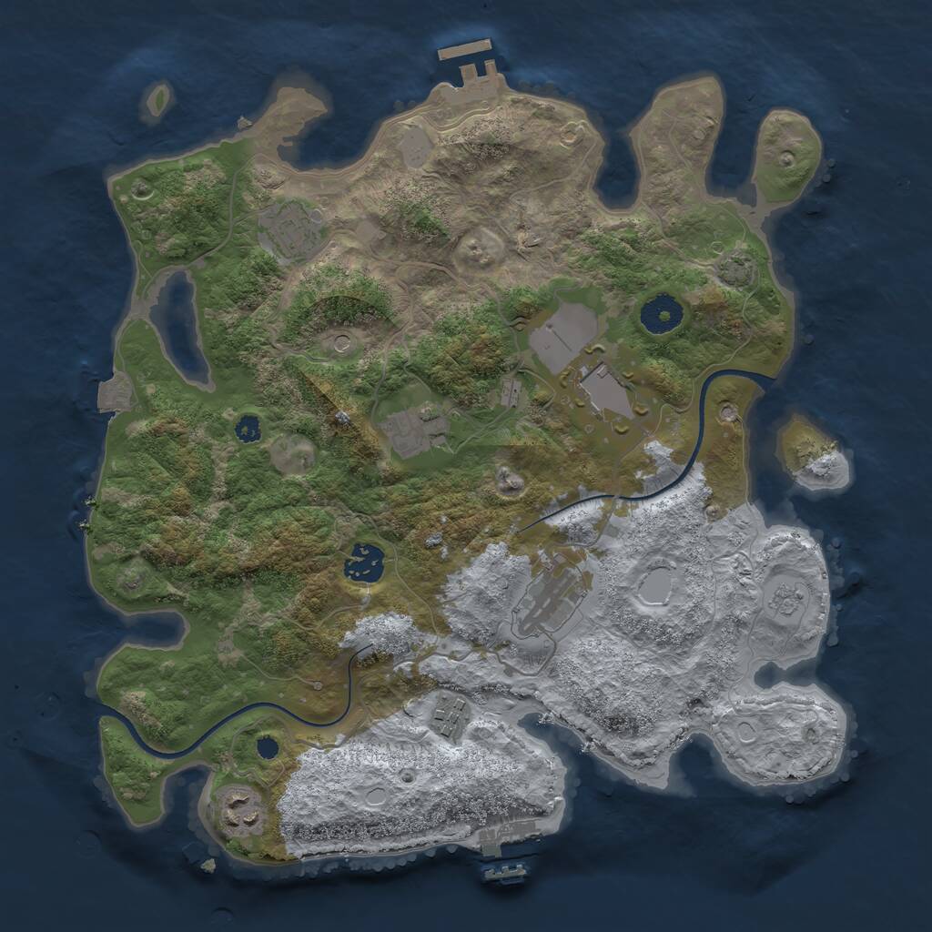 Rust Map: Procedural Map, Size: 3500, Seed: 1378879173, 13 Monuments