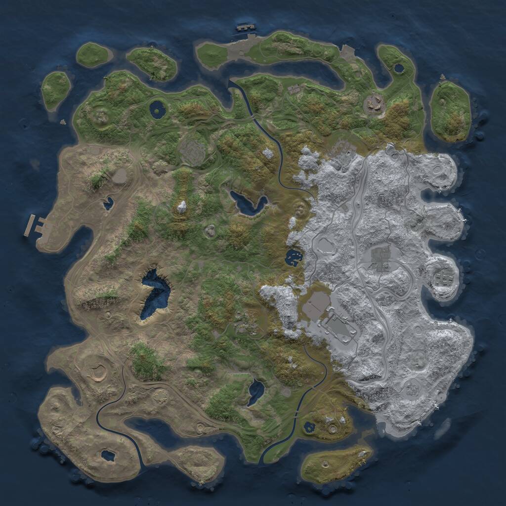 Rust Map: Procedural Map, Size: 4500, Seed: 50071, 17 Monuments