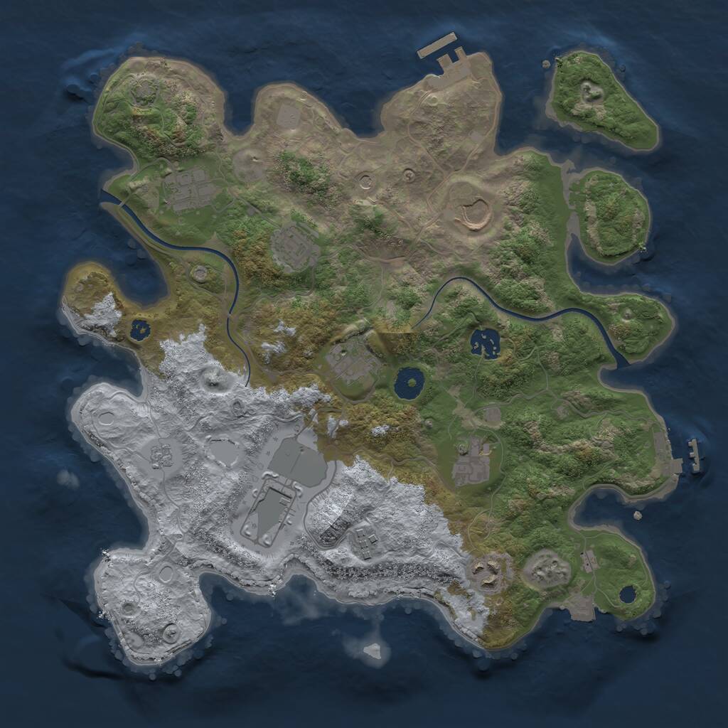 Rust Map: Procedural Map, Size: 3500, Seed: 1274899597, 17 Monuments