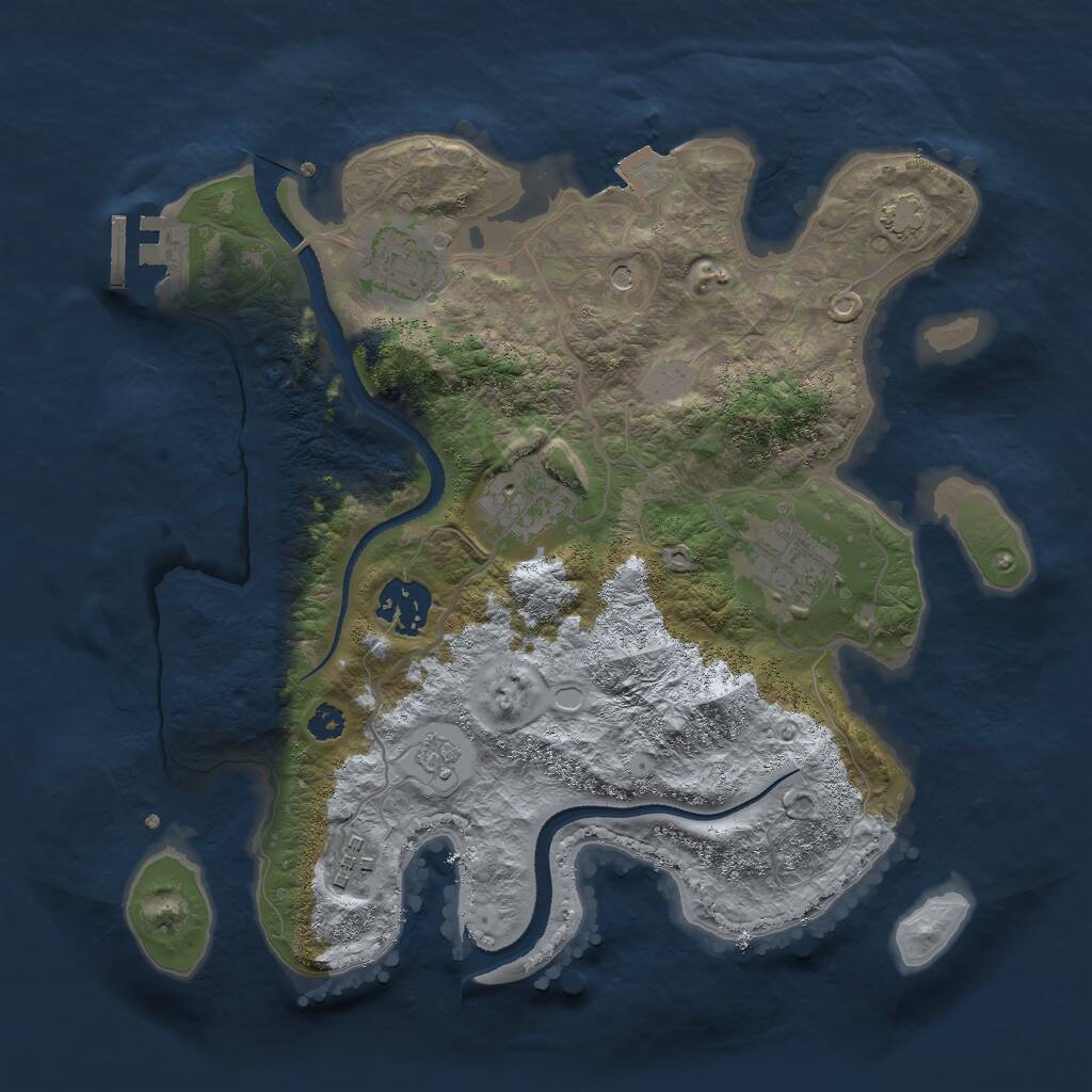 Rust Map: Procedural Map, Size: 3000, Seed: 2101953790, 10 Monuments