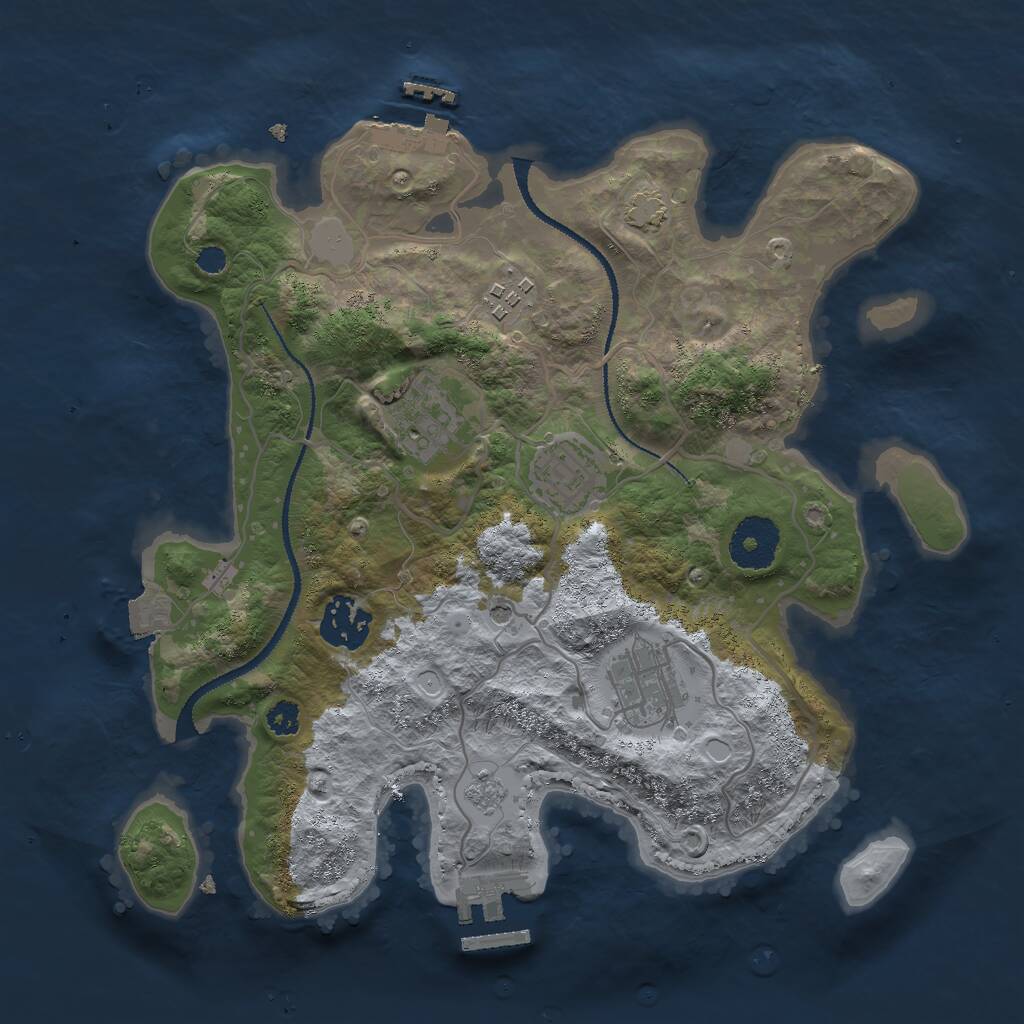 Rust Map: Procedural Map, Size: 3000, Seed: 2101953790, 11 Monuments