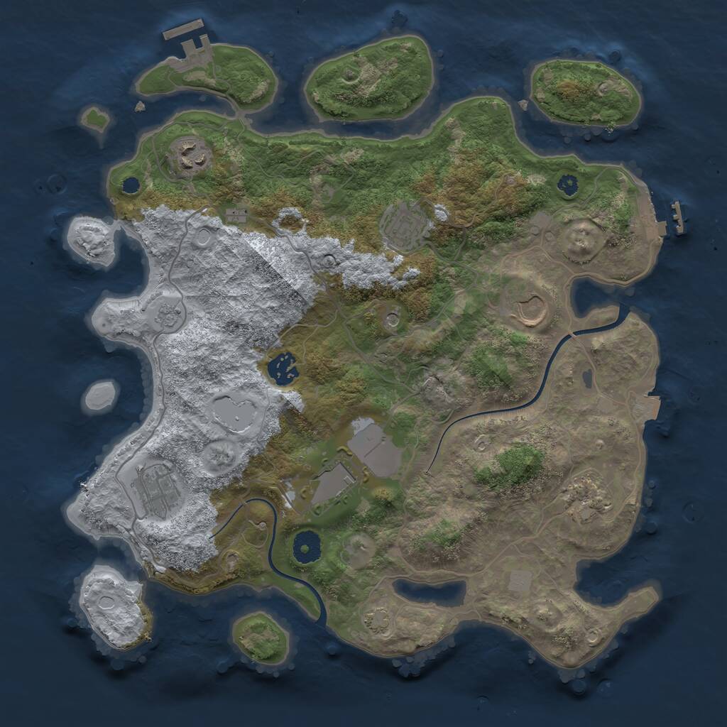 Rust Map: Procedural Map, Size: 3548, Seed: 779222355, 13 Monuments