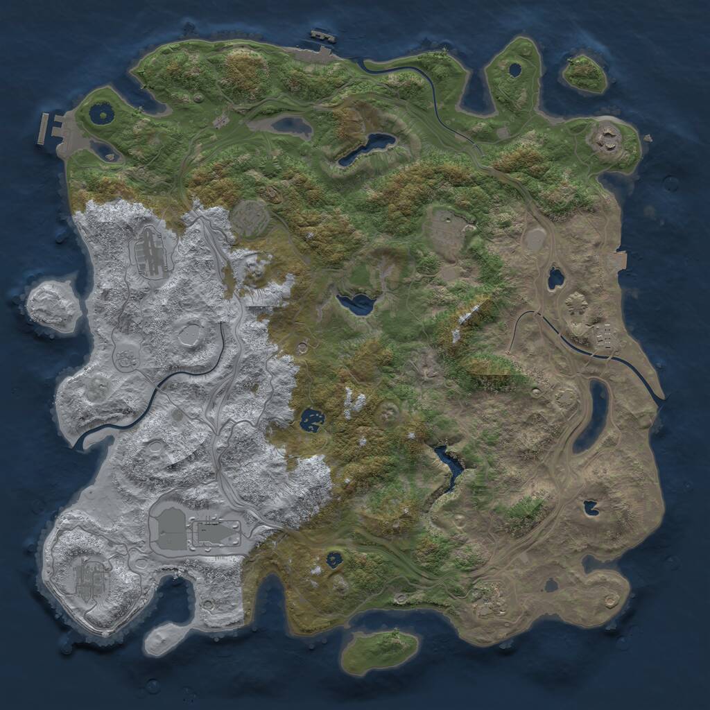 Rust Map: Procedural Map, Size: 4500, Seed: 53562681, 17 Monuments