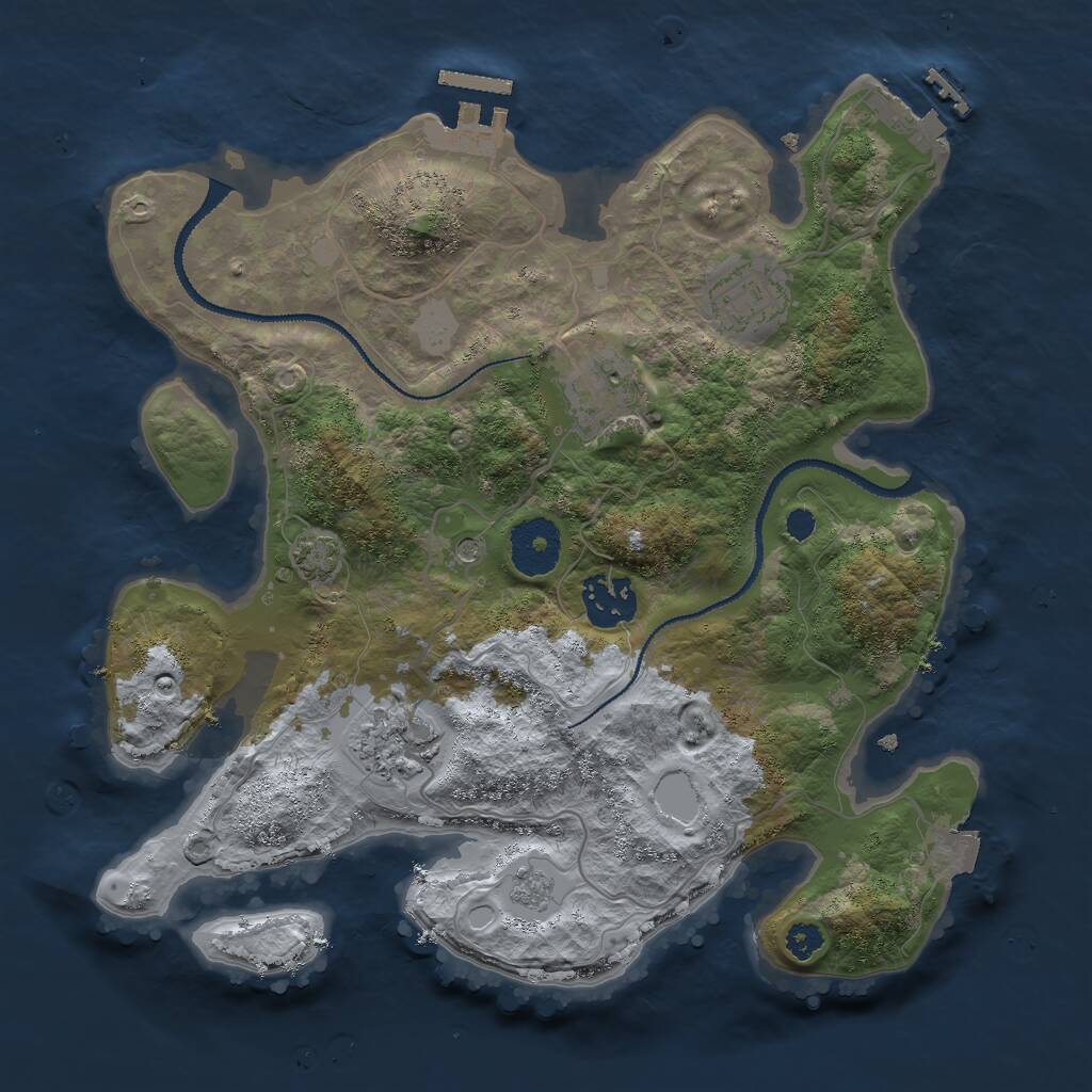 Rust Map: Procedural Map, Size: 3000, Seed: 74398, 10 Monuments