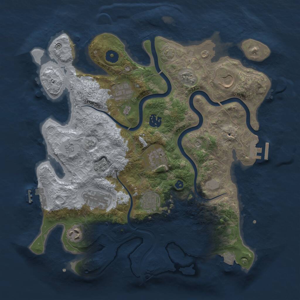 Rust Map: Procedural Map, Size: 3500, Seed: 2031055491, 14 Monuments