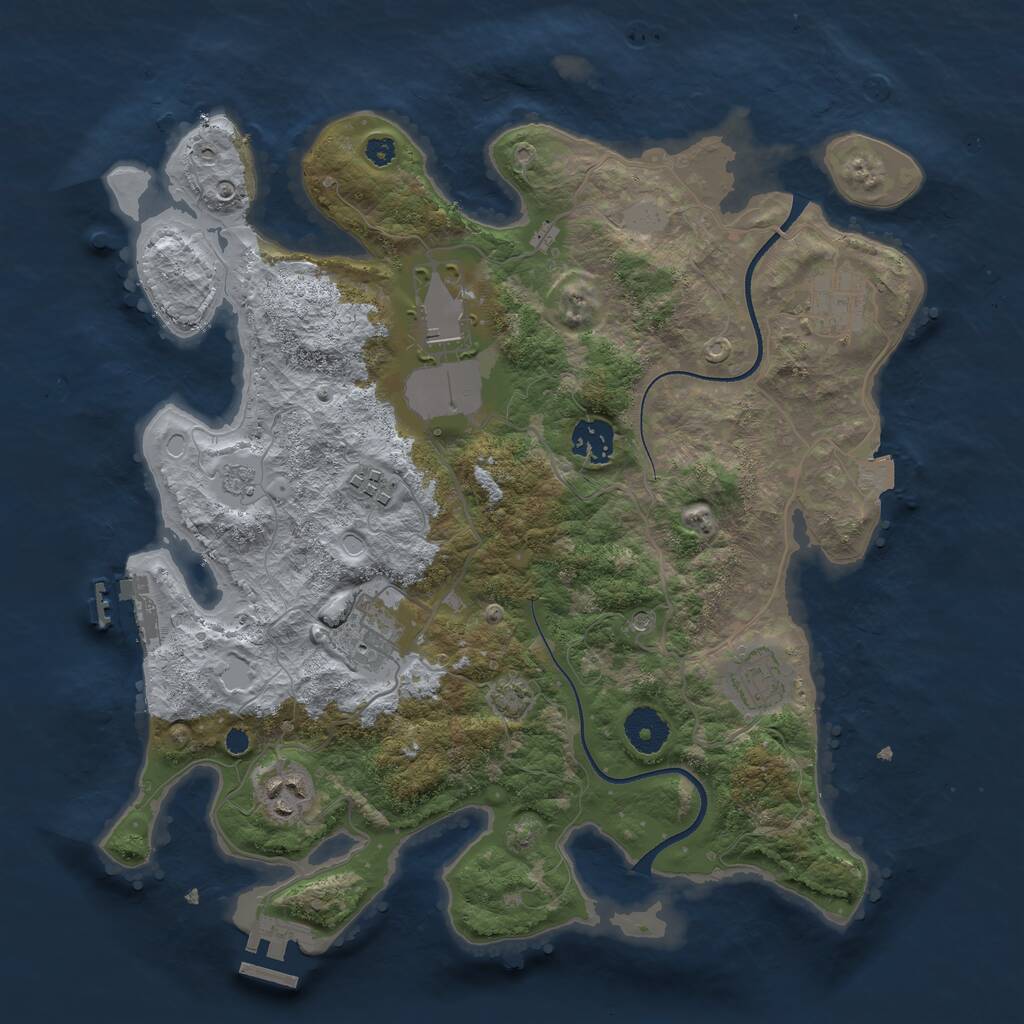 Rust Map: Procedural Map, Size: 3500, Seed: 2031055491, 13 Monuments