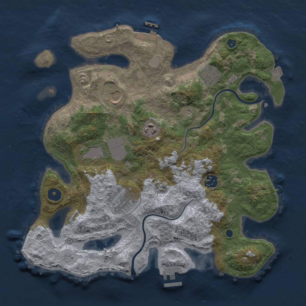 Rust Map: Procedural Map, Size: 3500, Seed: 2031424638, 13 Monuments