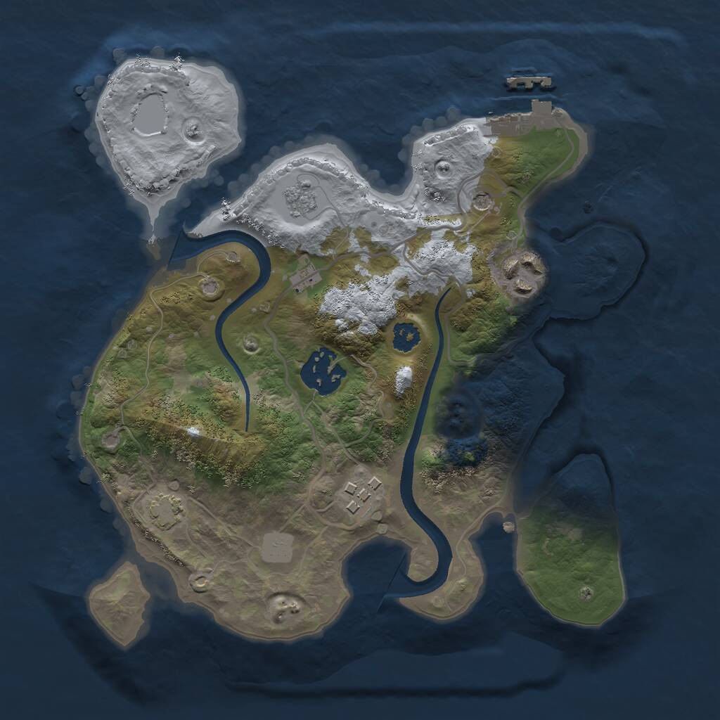 Rust Map: Procedural Map, Size: 2500, Seed: 11124, 8 Monuments