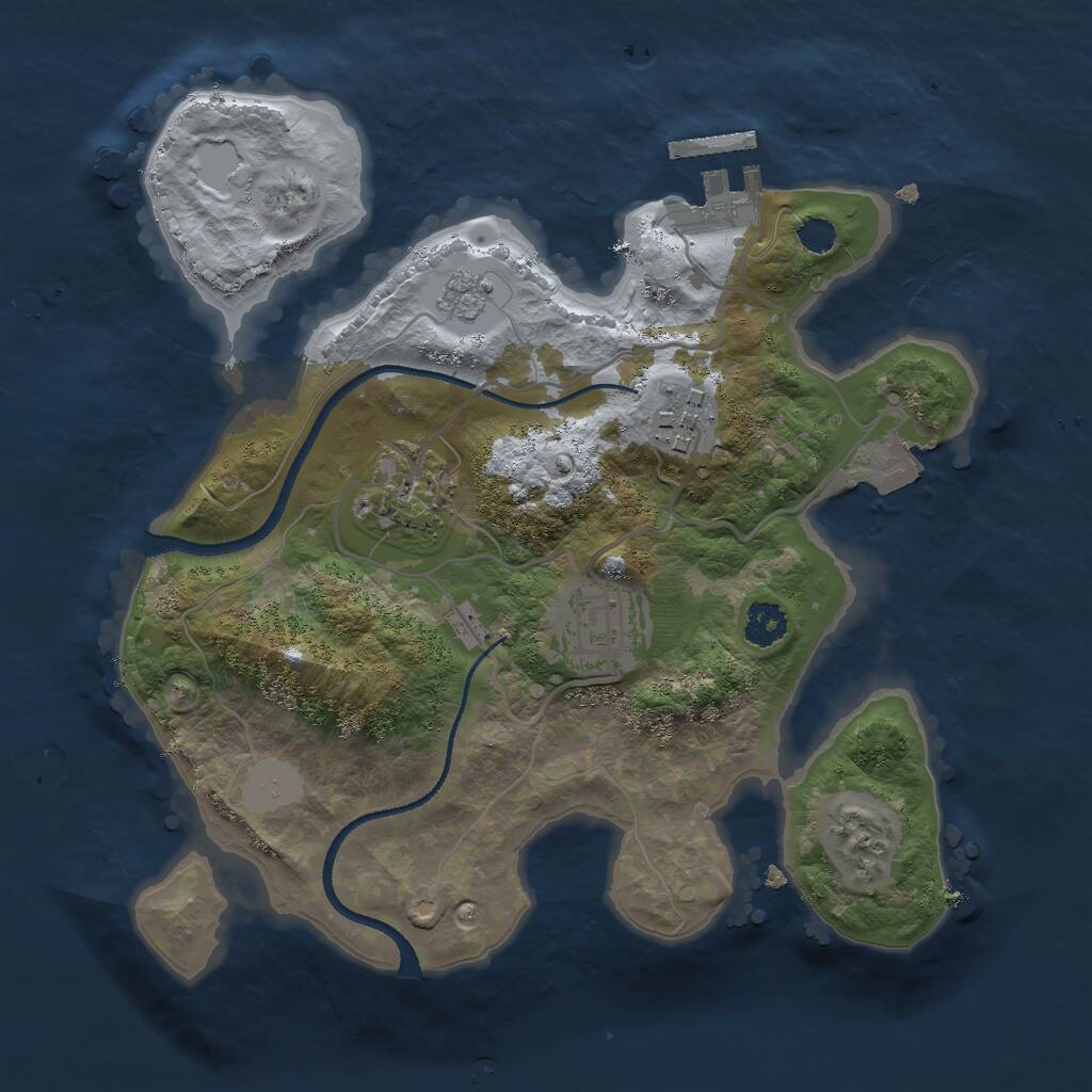 Rust Map: Procedural Map, Size: 2500, Seed: 11124, 6 Monuments