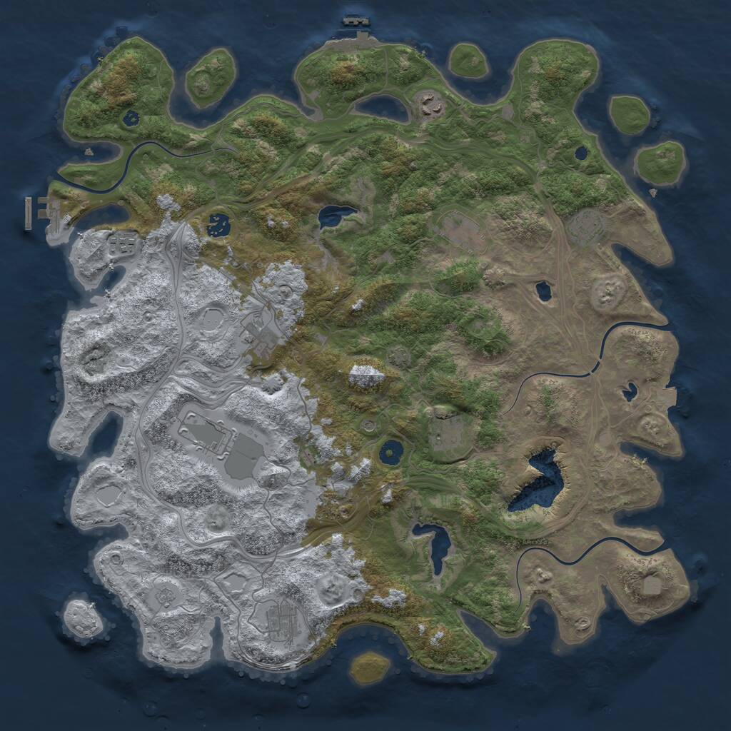 Rust Map: Procedural Map, Size: 4500, Seed: 2016805502, 16 Monuments