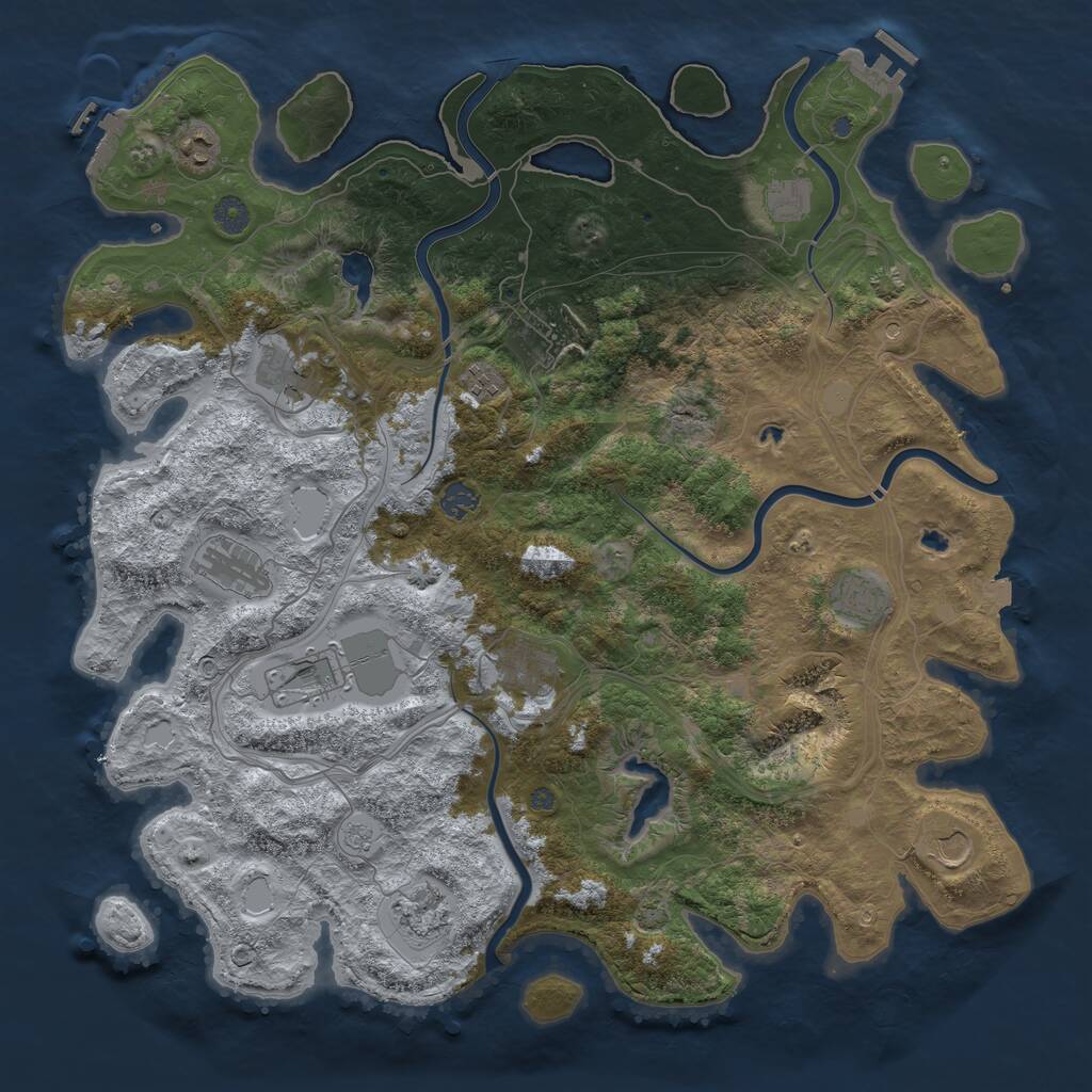 Rust Map: Procedural Map, Size: 4500, Seed: 2016805502, 19 Monuments