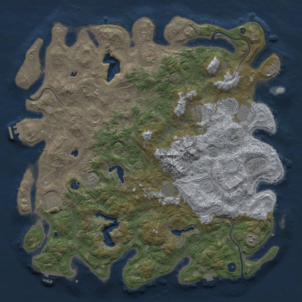 Rust Map: Procedural Map, Size: 5000, Seed: 100193309, 16 Monuments