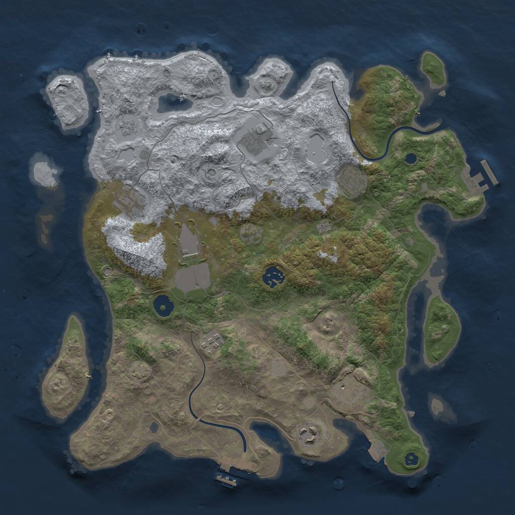 Rust Map: Procedural Map, Size: 3750, Seed: 946504667, 14 Monuments