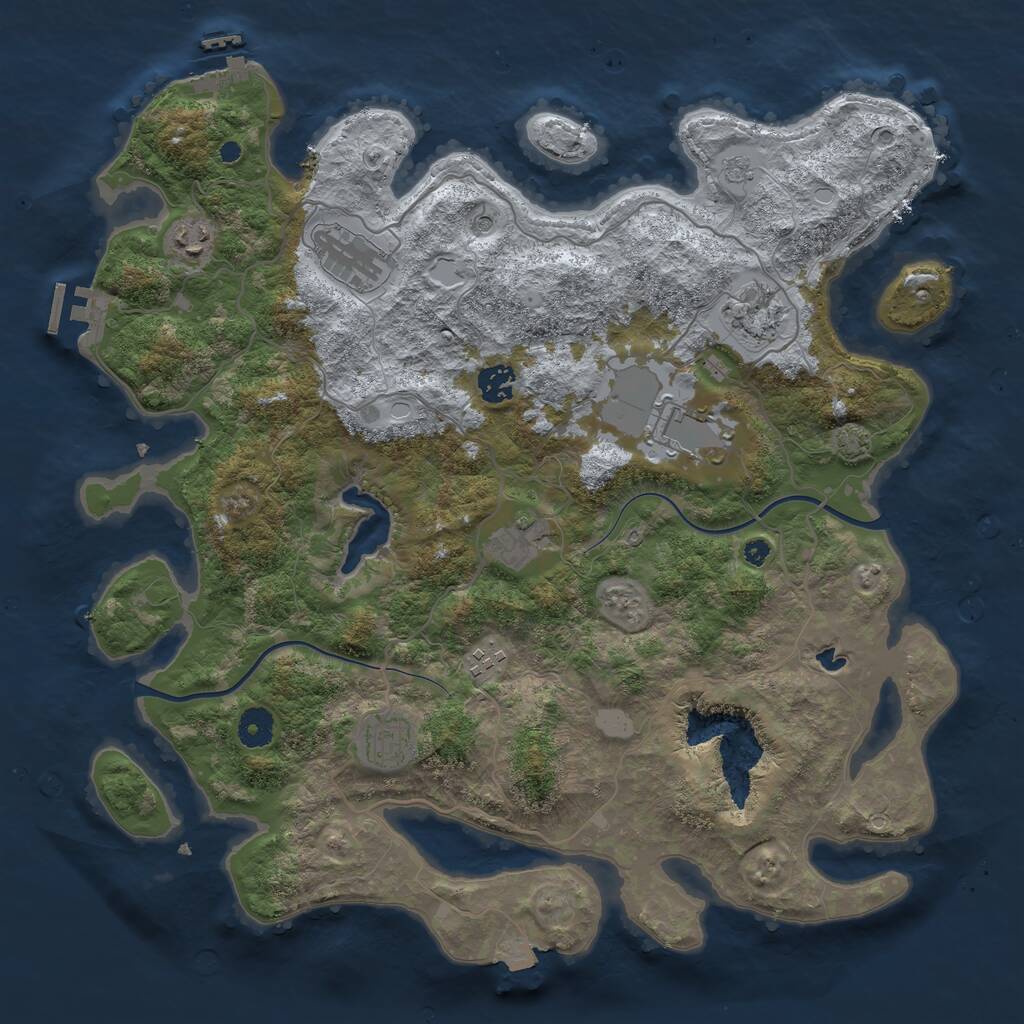 Rust Map: Procedural Map, Size: 4000, Seed: 1130898486, 16 Monuments