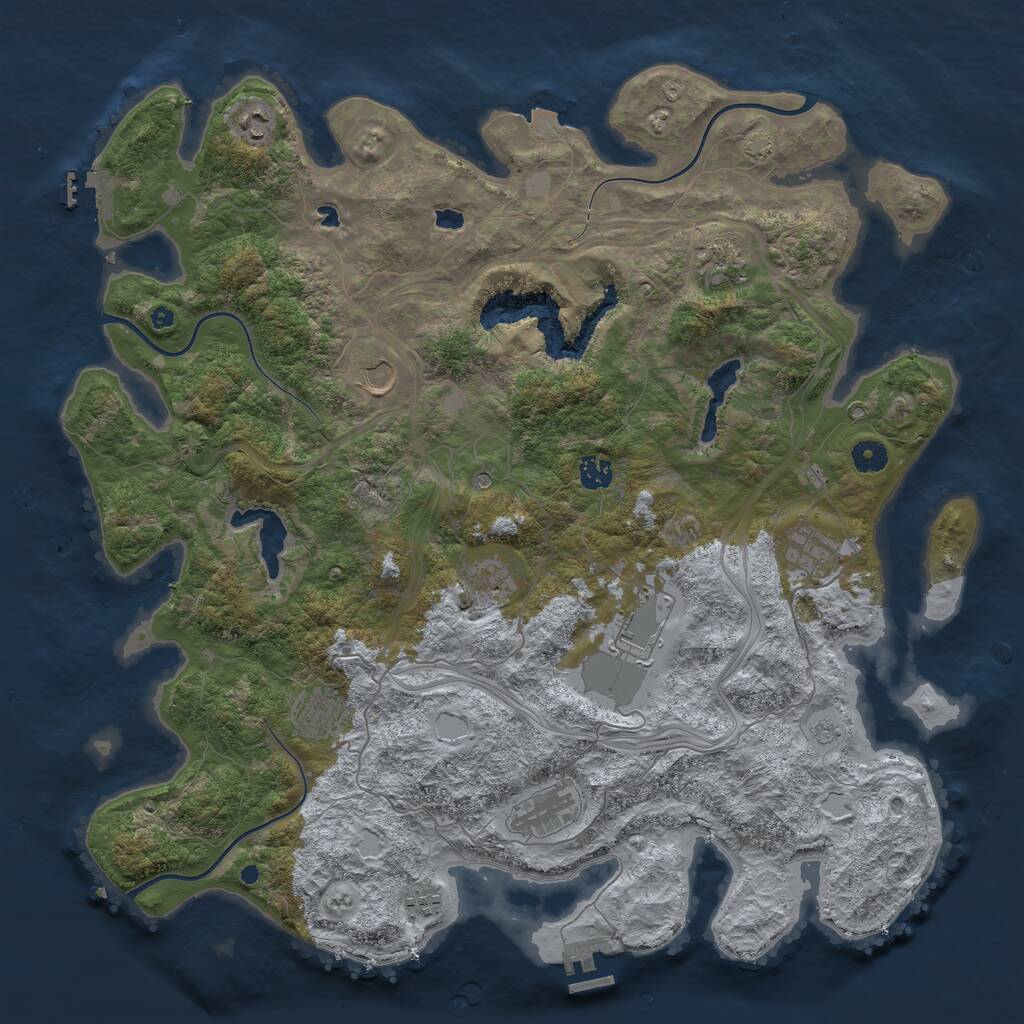 Rust Map: Procedural Map, Size: 4500, Seed: 1135148847, 16 Monuments