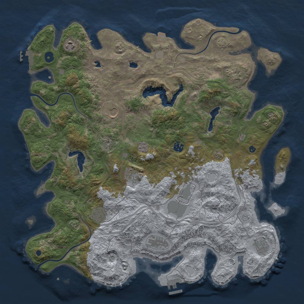Rust Map: Procedural Map, Size: 4500, Seed: 1135148847, 18 Monuments