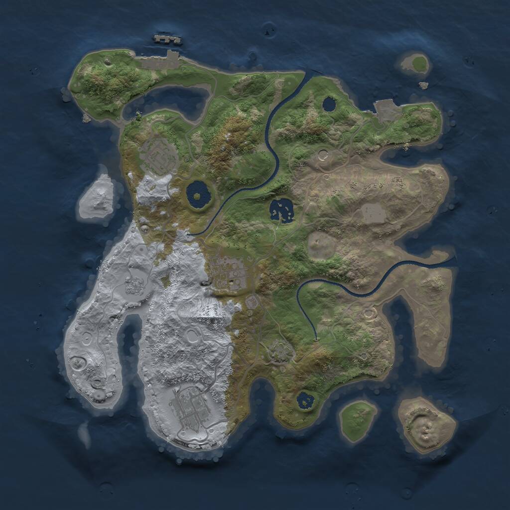 Rust Map: Procedural Map, Size: 3000, Seed: 597300382, 9 Monuments