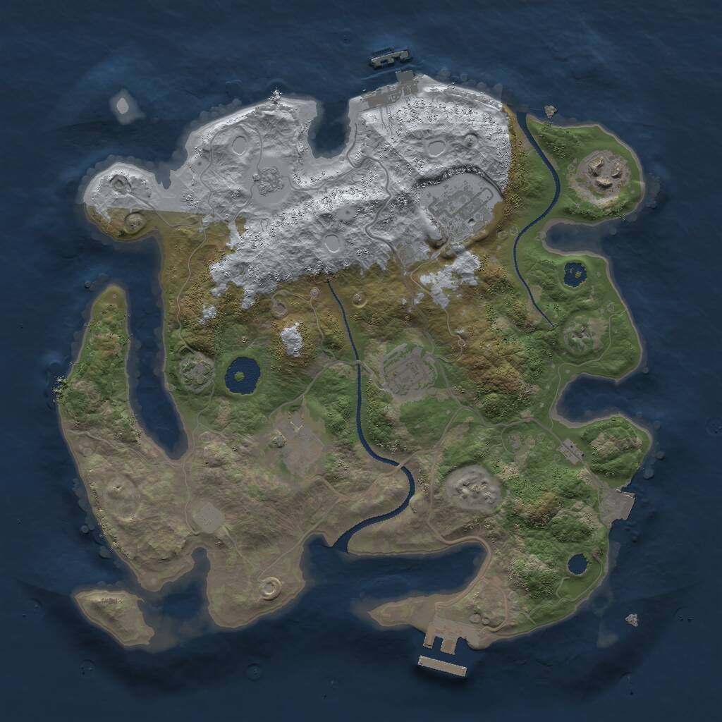 Rust Map: Procedural Map, Size: 3000, Seed: 68796, 9 Monuments