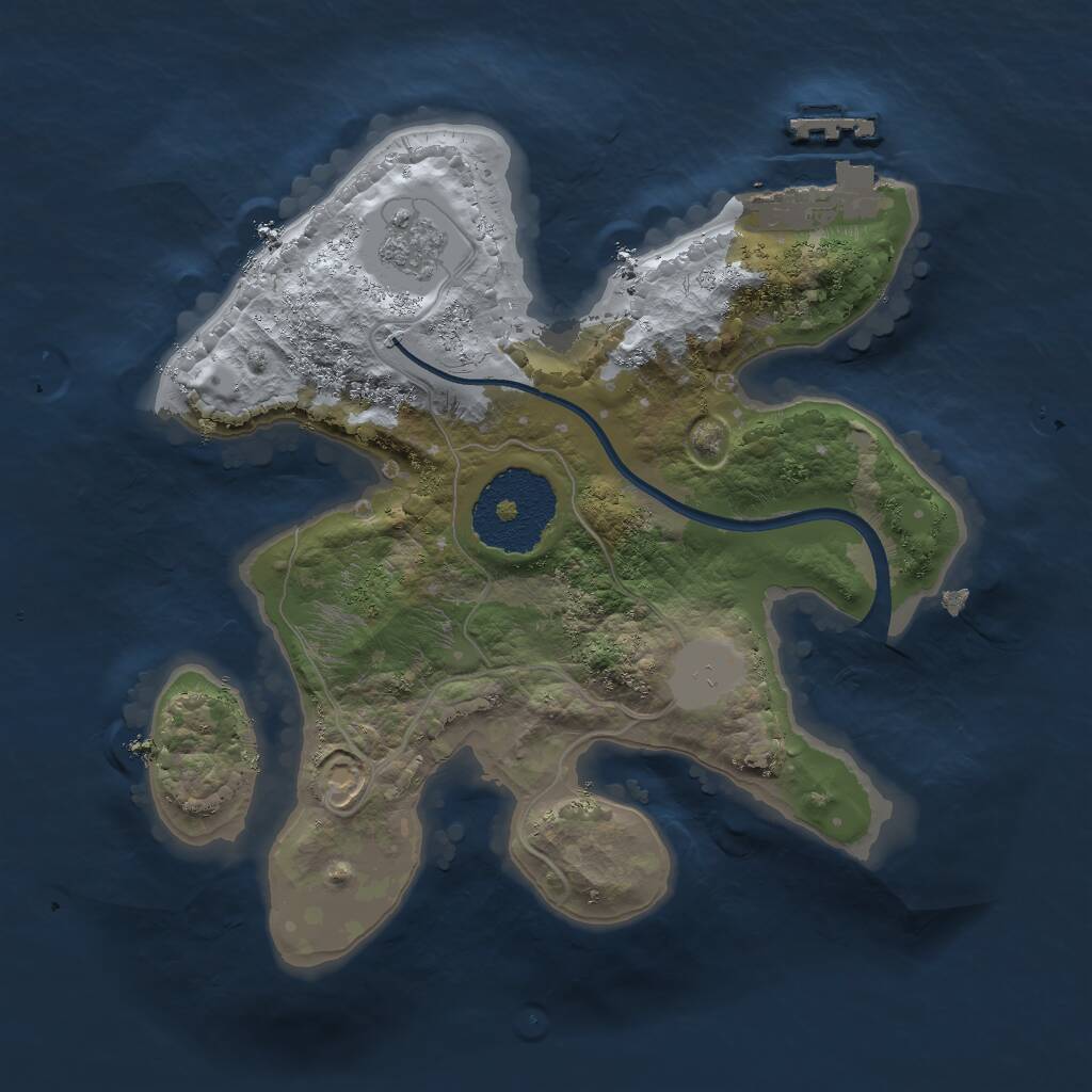 Rust Map: Procedural Map, Size: 2000, Seed: 154545, 3 Monuments