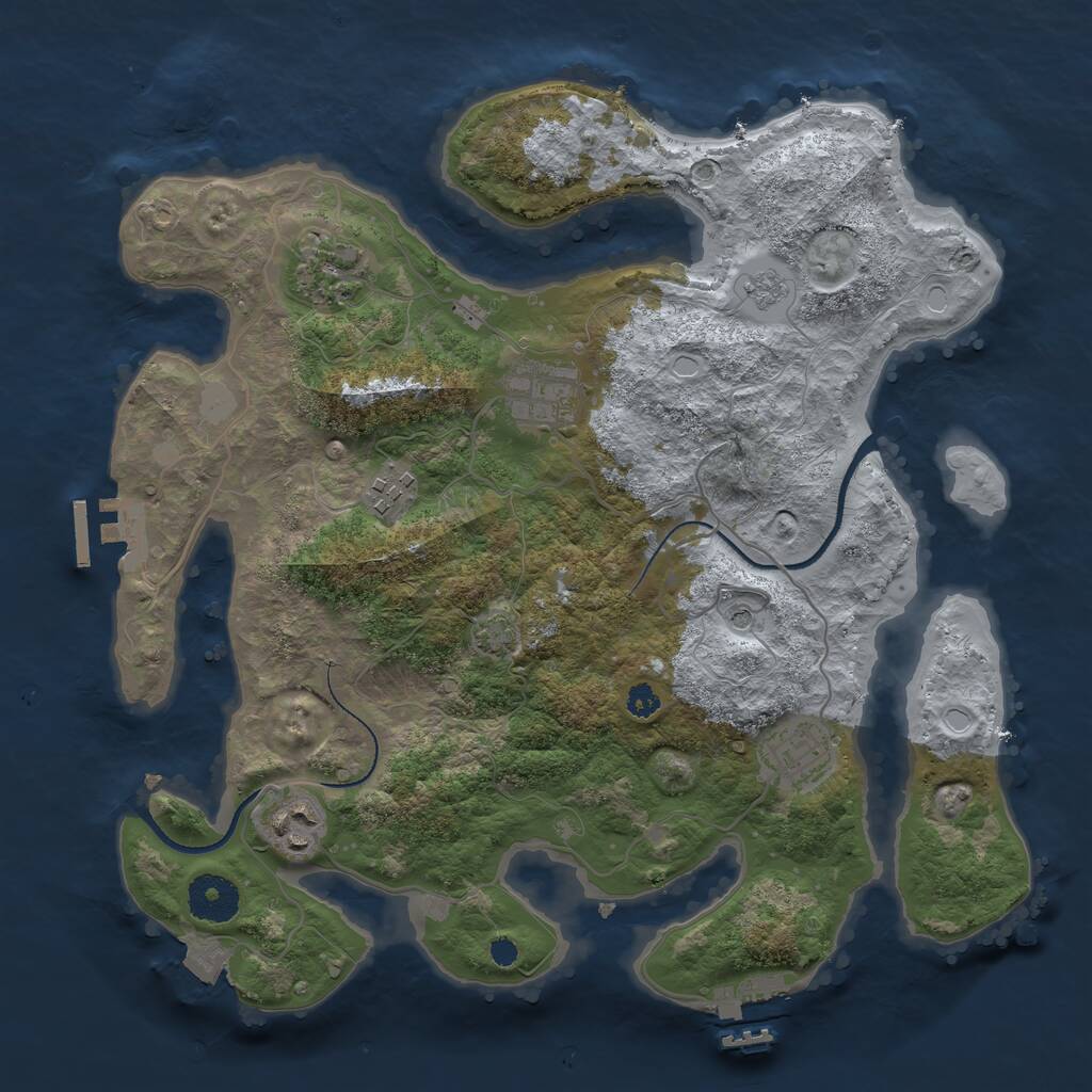 Rust Map: Procedural Map, Size: 3300, Seed: 1277649475, 11 Monuments