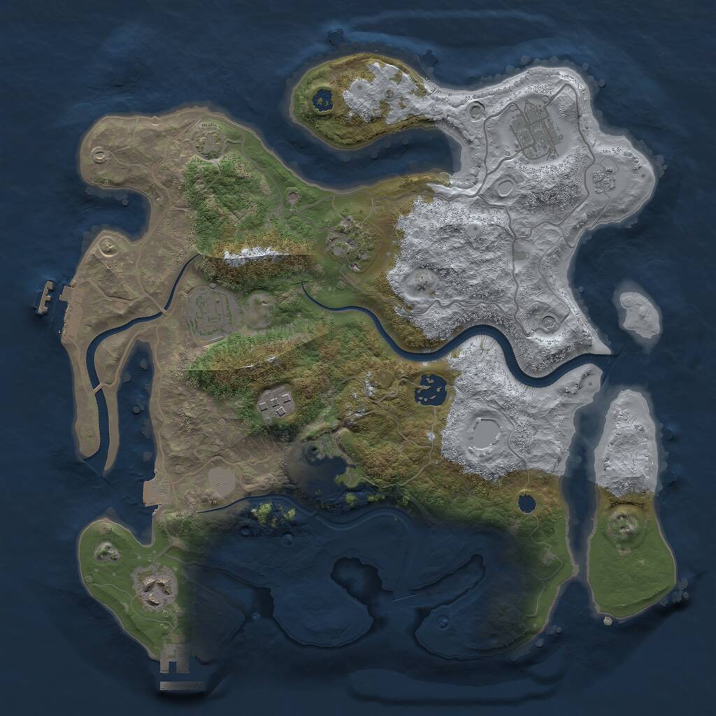 Rust Map: Procedural Map, Size: 3300, Seed: 1277649475, 13 Monuments